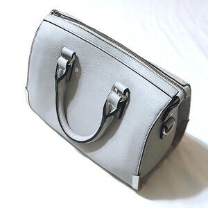 Charming Charlie Grey Pebbled Faux Leather Satchel – Signature Lining